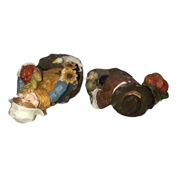 Vintage Pilgrim Man Woman Cat Statue Thanksgiving - Picture 13 of 14